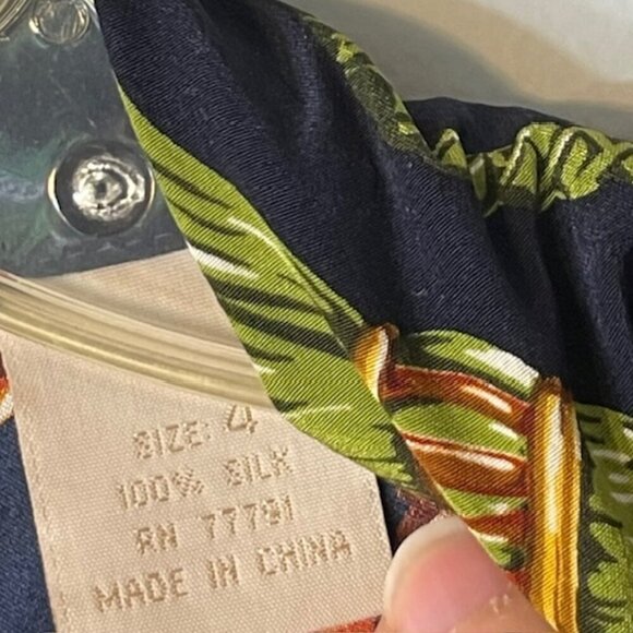 80s 90s Status Tassel Chain Print 100% Silk Shirt Blouse 4 NWT - Picture 6 of 6